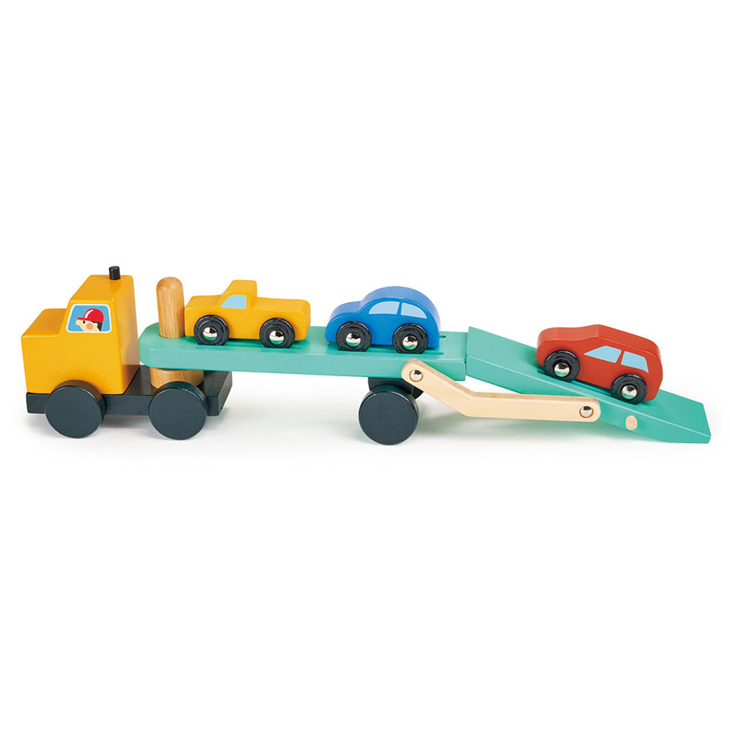 Mentari Wooden Toy Cars – Car Transporter Set