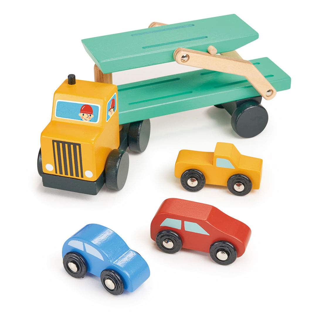 Mentari Wooden Toy Cars – Car Transporter Set