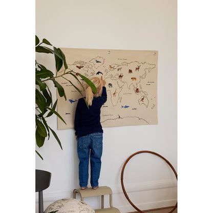 ferm Living Wall Hanging/Textile Art, The World - Off-White