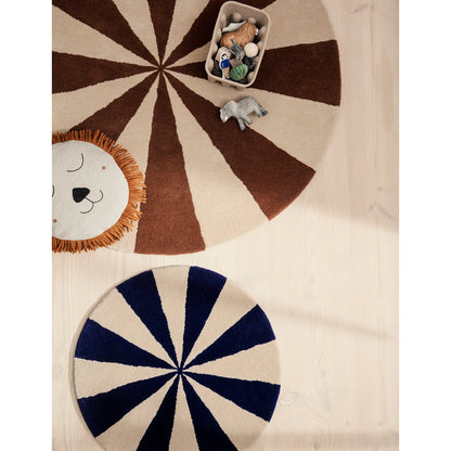 ferm Living Arch Round Rug, Large - Bright Blue/Off-White