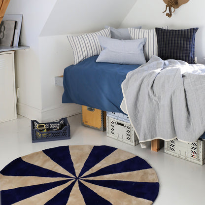 ferm Living Arch Round Rug, Large - Bright Blue/Off-White