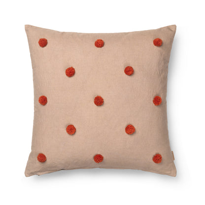 ferm Living pude, Dot Tuftet - Camel/red