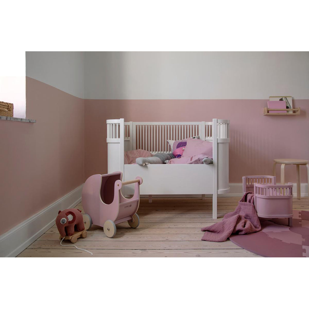 Sebra Wooden Doll Pram in Blossom Pink