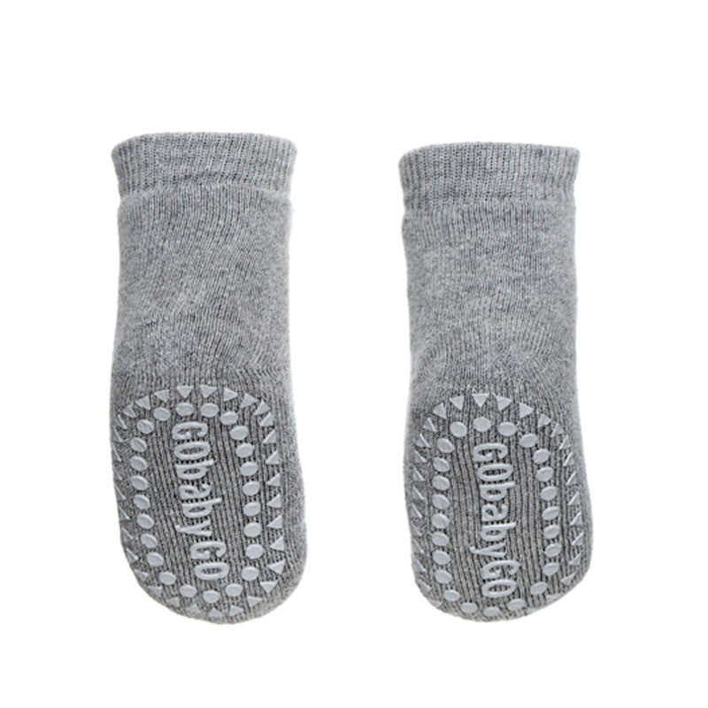 GoBabyGo Non-Slip Socks with Rubber Dots, Grey Melange