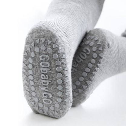 GoBabyGo Crawling Tights with Non-Slip Rubber Pads, Grey Melange