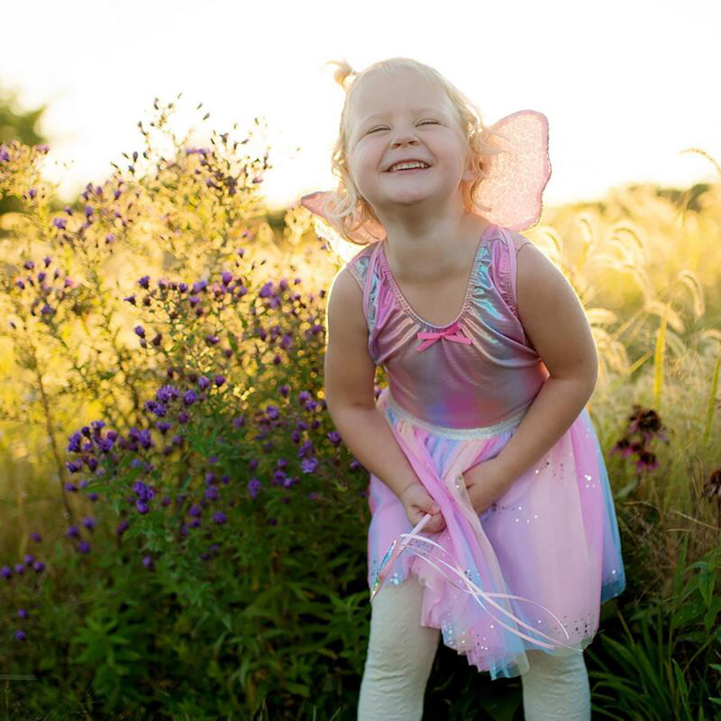 Great Pretenders Costume, Rainbow Butterfly Skirt with Wings and Wand - Size 4-6 Years