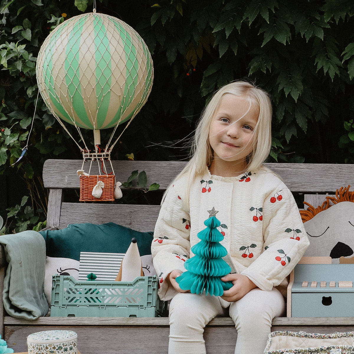 Green Hot Air Balloon Decoration - 32 cm