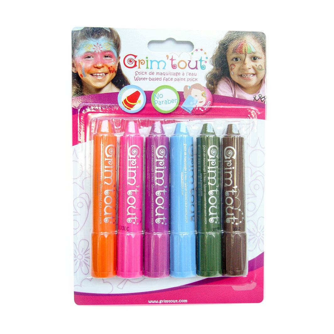 Ansigtsmaling, parabenefri - pakke m 6 stk - pastel