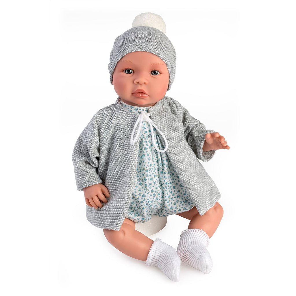 Así Leo Baby Doll, 46 cm - Gray Cardigan and Liberty Suit