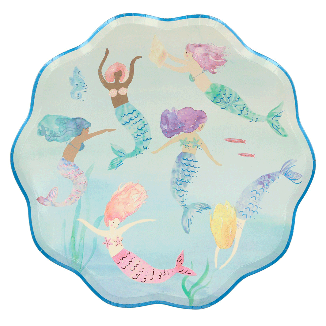 Meri Meri Paper Plates, Size L, Mermaids - Pack of 8