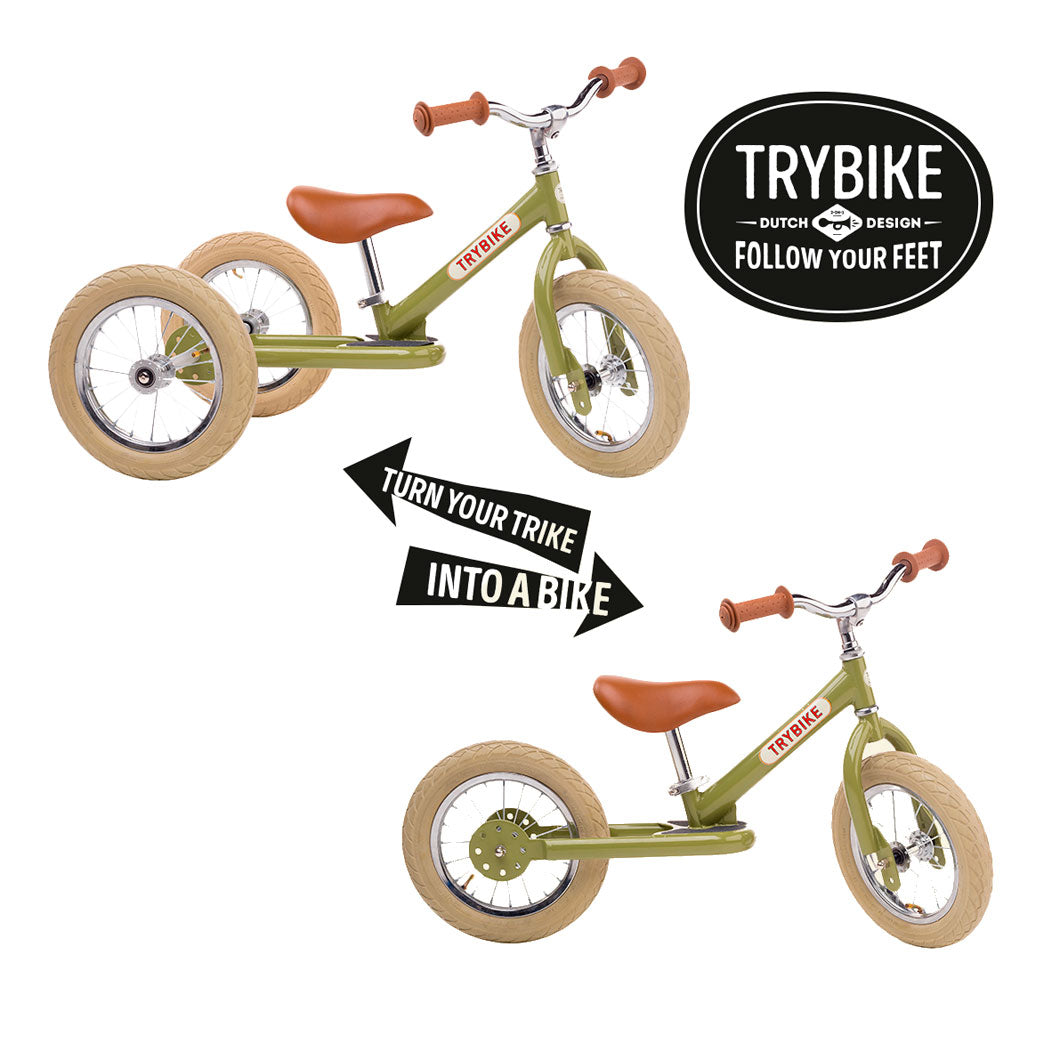 Trybike Wheel Set for Conversion from Two to Three Wheels, Black Tire