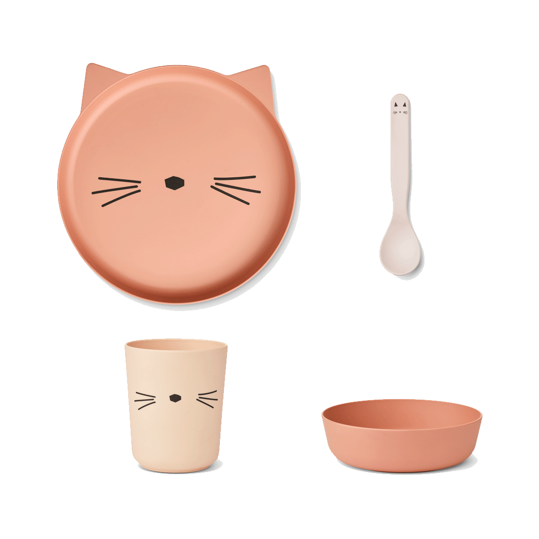 Liewood Brody Junior Tableware Set - Cat Tuscany Rose Multi Mix