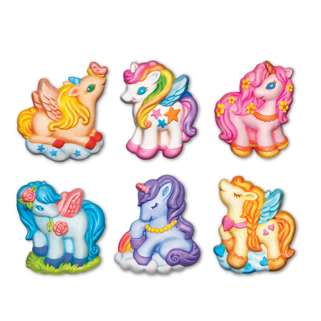 Creative Craft – Cast and Paint Plaster Magnets and Badges, Unicorns – For Ages 5+