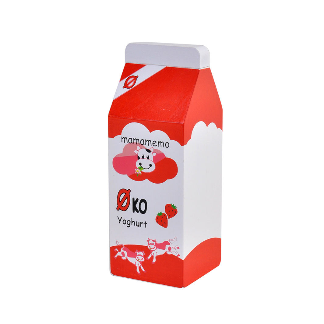 MaMaMeMo Wooden Play Food, Organic Yogurt with Strawberries