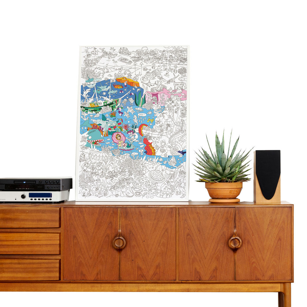 Omy stor plakat til farvelægning, Ocean - vist med hele motivet