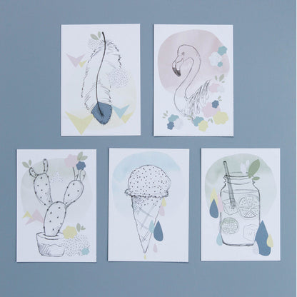 Lirum Larum Leg postkort, Special Edition, 5 stk. - Collage - designet af Amalie Løgstrup