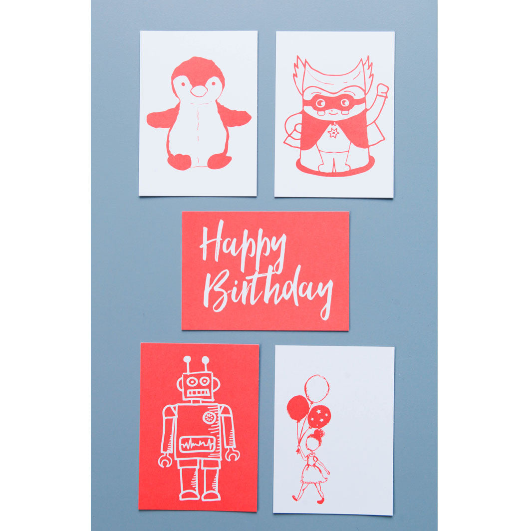 Lirum Larum Leg postkort, Special Edition, 5 stk. - Neon - vist på væg