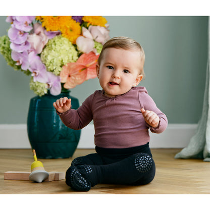 GoBabyGo Crawling Tights with Non-Slip Dots, Black