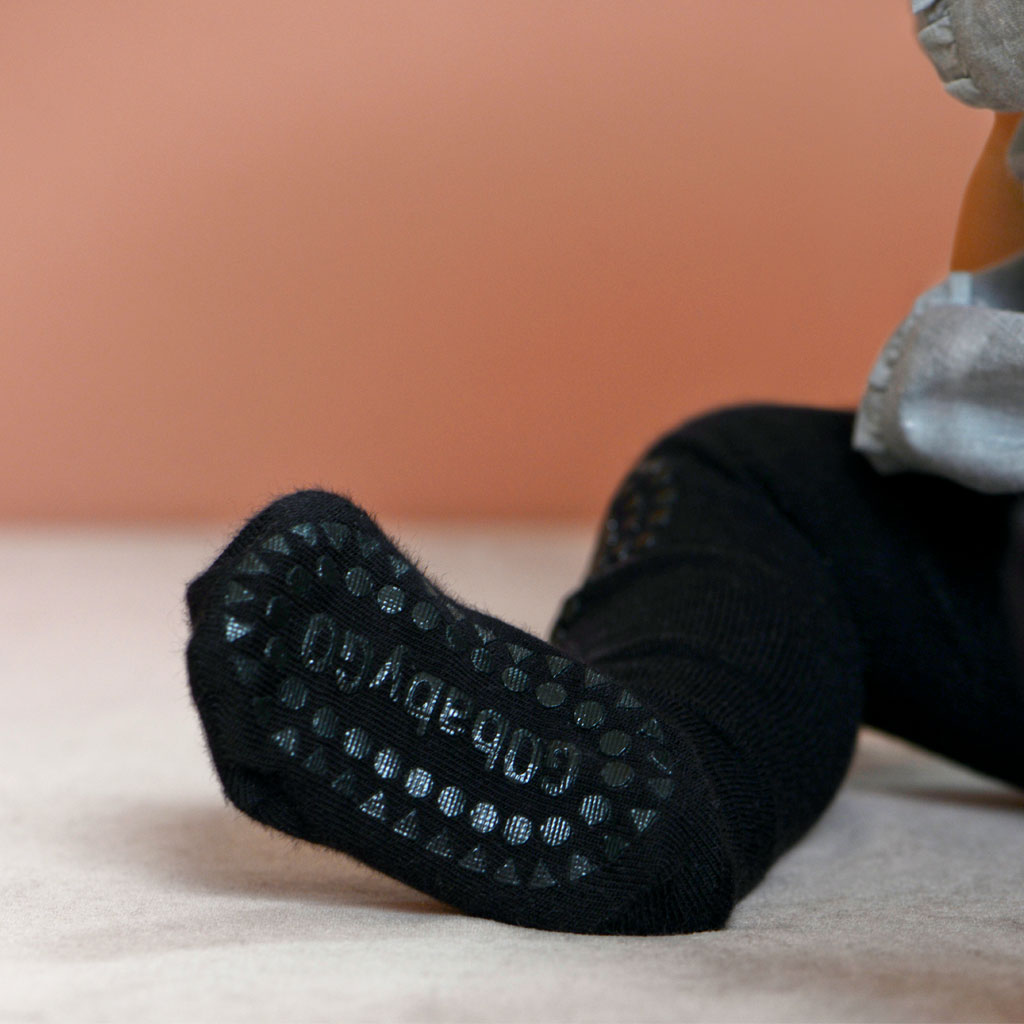 GoBabyGo Crawling Tights with Non-Slip Dots, Black