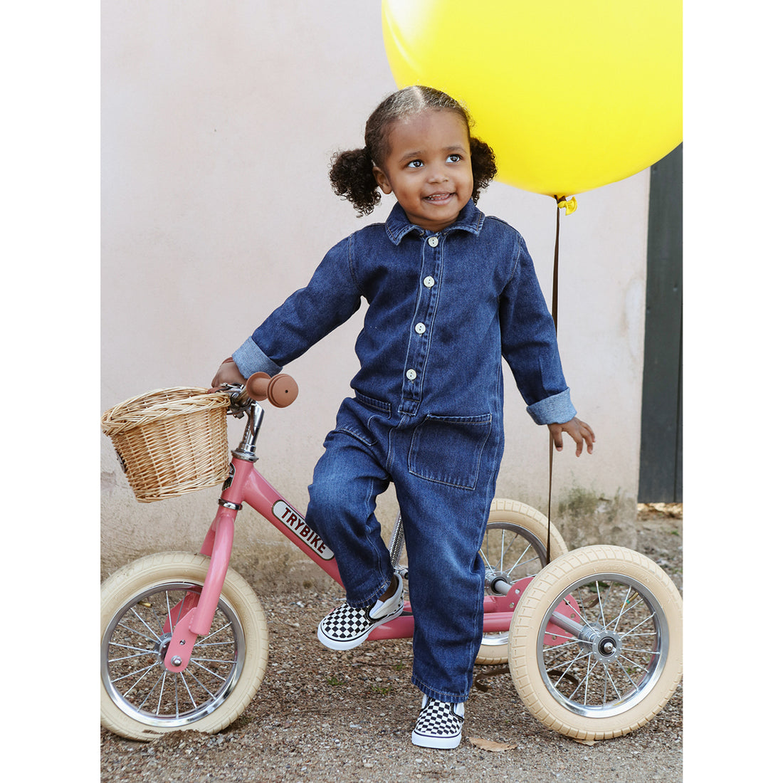 Trybike Three-Wheel Balance Bike, Vintage Pink with Retro Styling