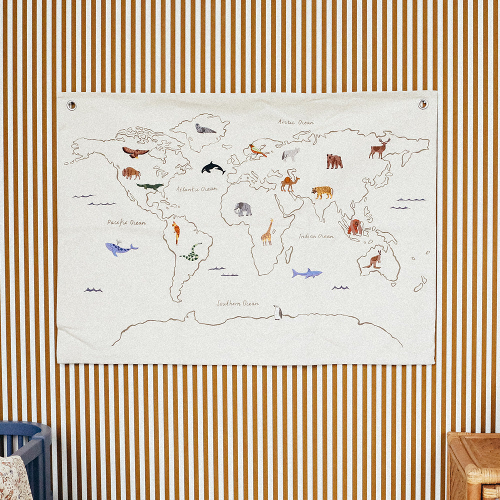 ferm Living Wall Hanging/Textile Art, The World - Off-White