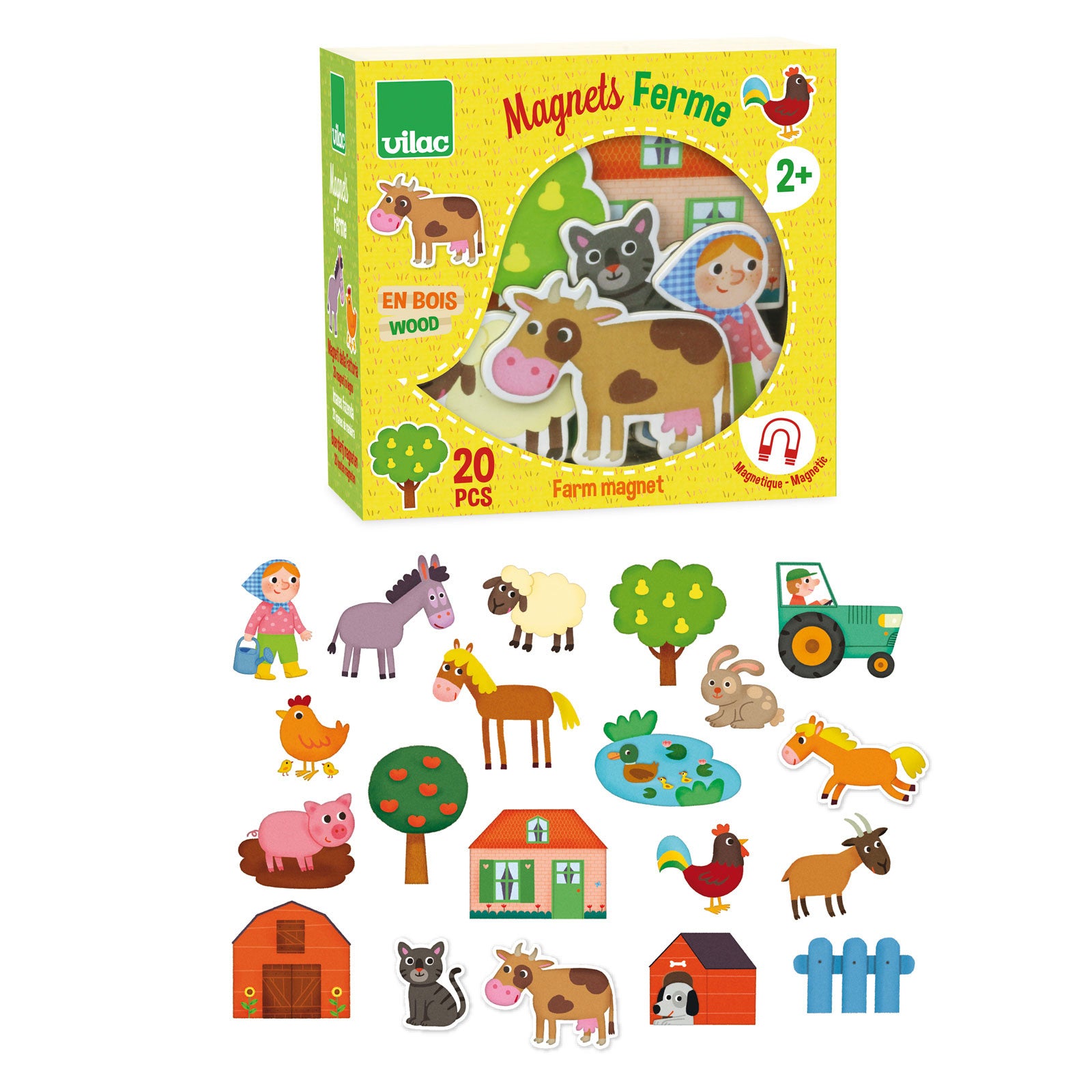 Vilac Wooden Magnets, Farm Animals