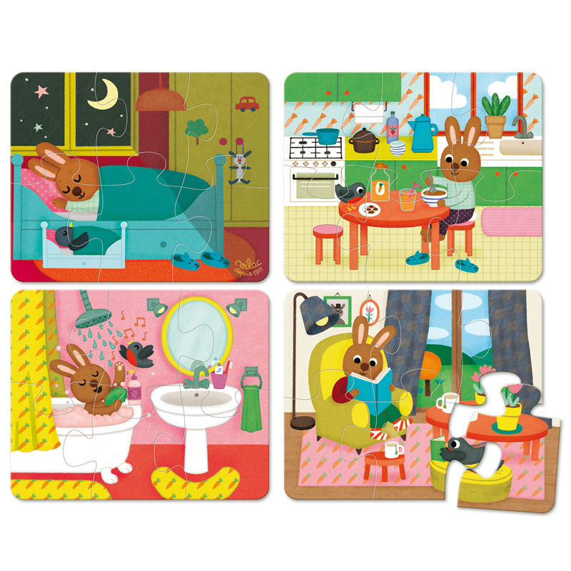 Vilac Wooden Jigsaw Puzzle, Home Theme – Set of 4