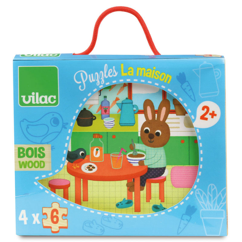 Vilac puslespil i træ, Hjemmet - 4 stk